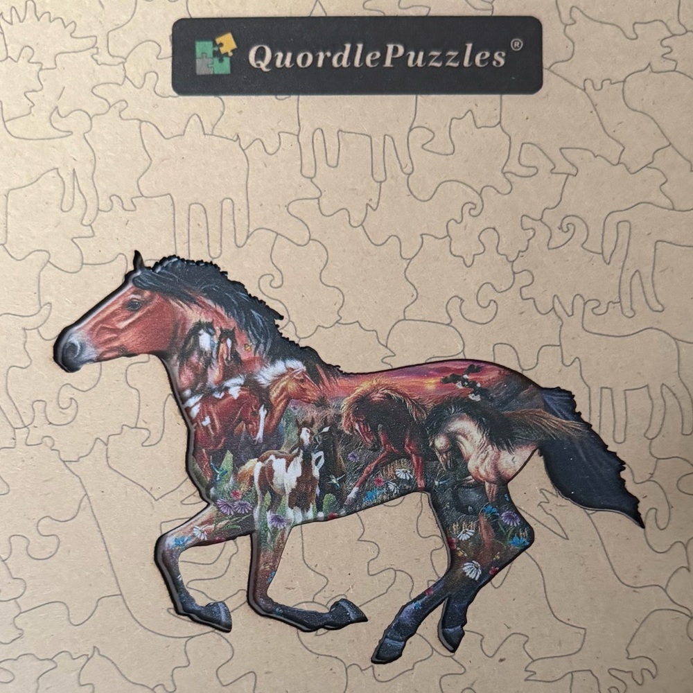 Galloping Horse Quordle Wooden Jigsaw Puzzle